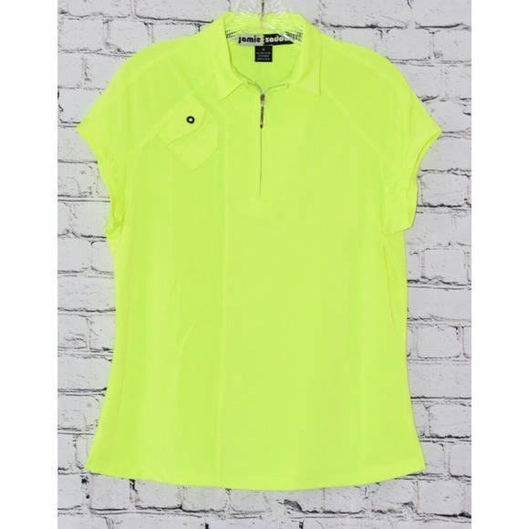 JAMIE SADOCK Cap Sleeve Golf - Tennis Polo Shirt Pullover Stretch Top Size M - Picture 1 of 7